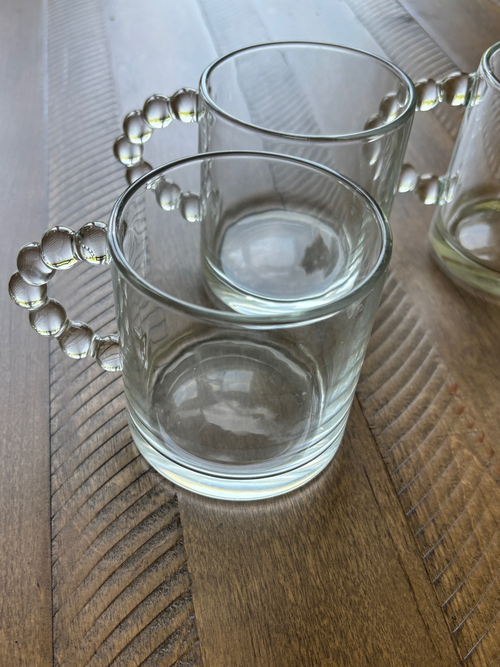 Clear Glass Coffee Cups with Decorative Bubble Handles - Set of 4